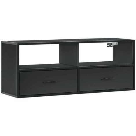 Mueble TV multimedia estantería para televisión buffet para televisión comedor salón dormitorio 100 x 31 x 39,5 cm madera contrachapada y metal negro 020025440