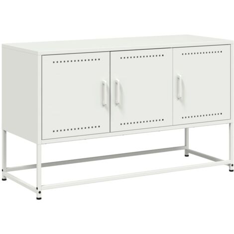 Mueble TV multimedia estantería para televisión buffet para televisión comedor salón dormitorio 100,5 x 39 x 60,5 cm acero blanco 020025547