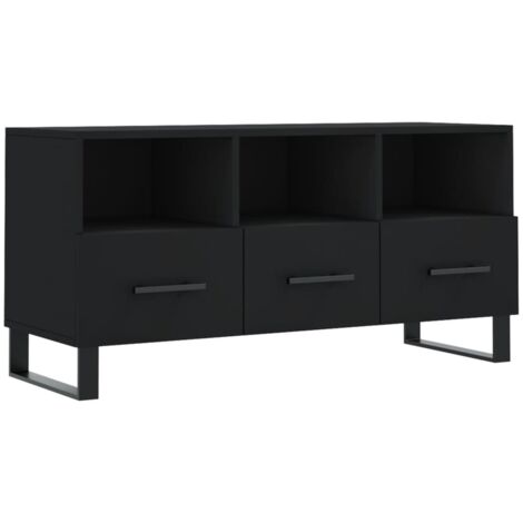 Mueble TV multimedia estantería para televisión buffet para televisión comedor salón dormitorio 102 x 36 x 50 cm madera contrachapada negra 020025602