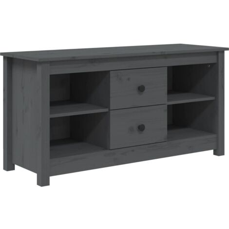 Mueble TV multimedia estantería para televisión buffet para televisión comedor salón dormitorio 103 x 36,5 x 52 cm madera maciza de pino gris 020025634