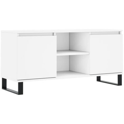 Mueble TV multimedia estantería para televisión buffet para televisión comedor salón dormitorio 104 x 35 x 50 cm madera contrachapada blanco 020025657