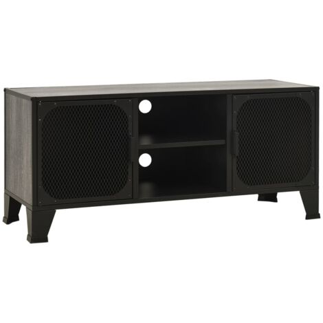 Mueble TV multimedia estantería para televisión buffet para televisión comedor salón dormitorio 105 x 36 x 47 cm Metal y MDF gris 020025695
