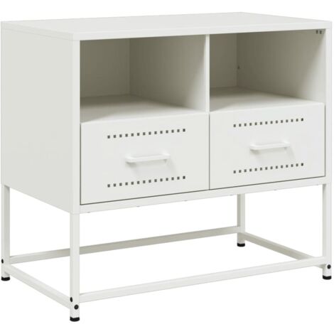 Mueble TV multimedia estantería para televisión buffet para televisión comedor salón dormitorio 68 x 39 x 60,5 cm acero blanco 020026161