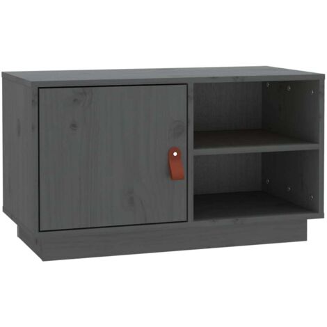 Mueble TV multimedia estantería para televisión buffet para televisión comedor salón dormitorio 70 x 34 x 40 cm madera maciza de pino gris 020026188