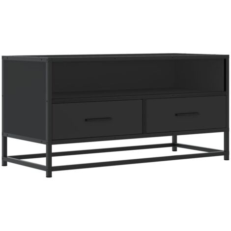 Mueble TV multimedia estantería para televisión buffet para televisión comedor salón dormitorio 80 x 34,5 x 40 cm madera contrachapada y metal negro 020026265