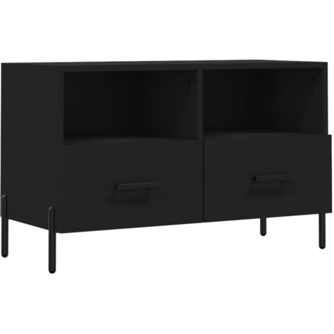 Mueble TV multimedia estantería para televisión buffet para televisión comedor salón dormitorio 80 x 36 x 50 cm madera contrachapada negra 020026307