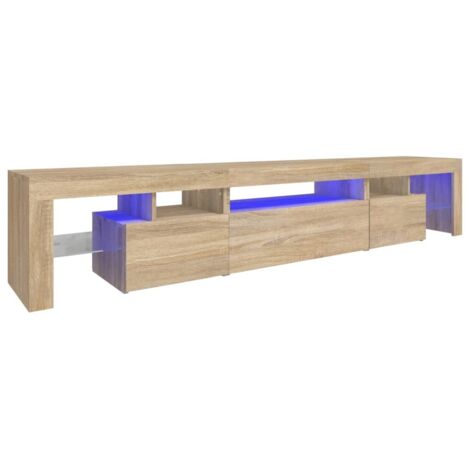 Mueble TV multimedia estantería para televisión buffet para televisión comedor salón dormitorio con luces LED roble sonoma 215 x 36,5 x 40 cm roble sonoma 020026770