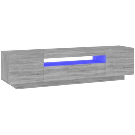 Mueble TV multimedia estantería para televisión buffet para televisión comedor salón dormitorio con luces LED sonoma 160 x 35 x 40 cm gris 020026807