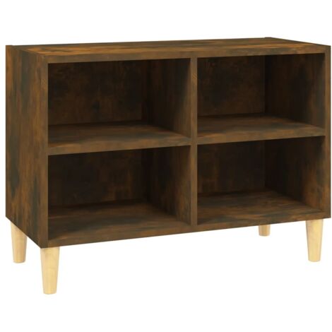 Mueble TV multimedia estantería para televisión buffet para televisión comedor salón dormitorio con patas de madera maciza roble ahumado 69,5 x 30 x 50 cm marrón 020026852