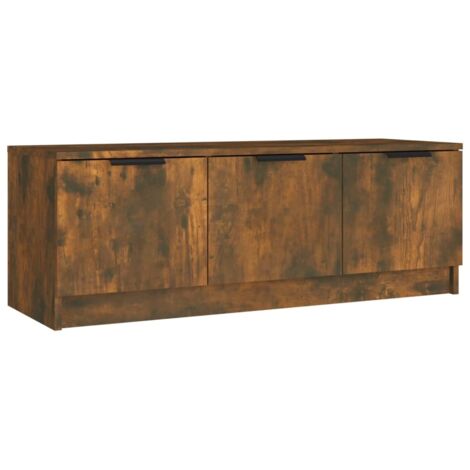 Mueble TV multimedia estantería para televisión buffet para televisión comedor salón dormitorio roble ahumado 102 x 35 x 36,5 cm madera contrachapada marrón 020027287