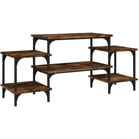 Mueble TV multimedia estantería para televisión buffet para televisión comedor salón dormitorio roble ahumado 117 x 35 x 52 cm madera contrachapada marrón 020027316