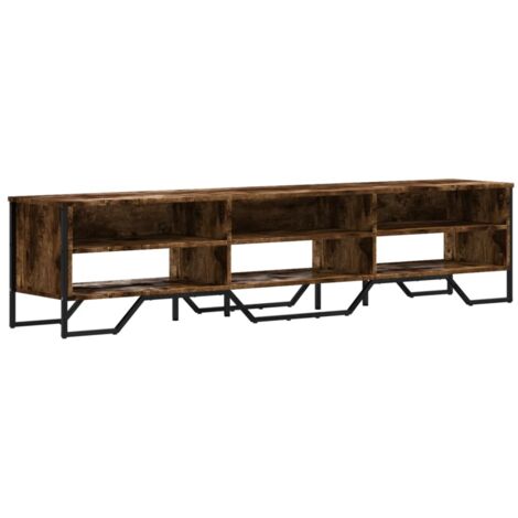 Mueble TV multimedia estantería para televisión buffet para televisión comedor salón dormitorio roble ahumado 180 x 34 x 41 cm madera contrachapada marrón 020027359