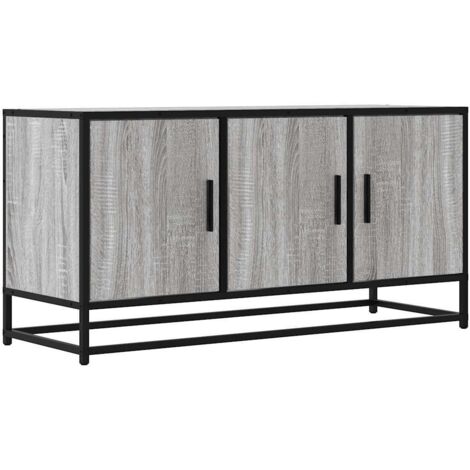 Mueble TV multimedia estantería para televisión buffet para televisión comedor salón dormitorio sonoma 100 x 35 x 50 cm madera contrachapada y metal gris 020028337