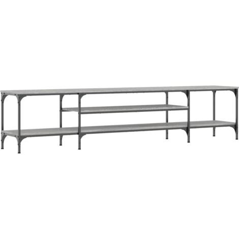 Mueble TV multimedia estantería para televisión buffet para televisión comedor salón dormitorio Sonoma 201 x 35 x 45 cm madera contrachapada y hierro Sonoma gris 020028438