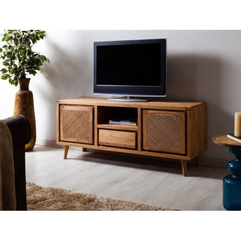 Mueble Tv Nori Acacia/Rattan 140X40X60 Cms. 140X40X60 Cms