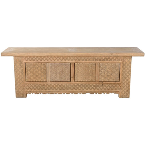 Mueble Tv Olmo Macizo 180X44X60 Tallado Natural