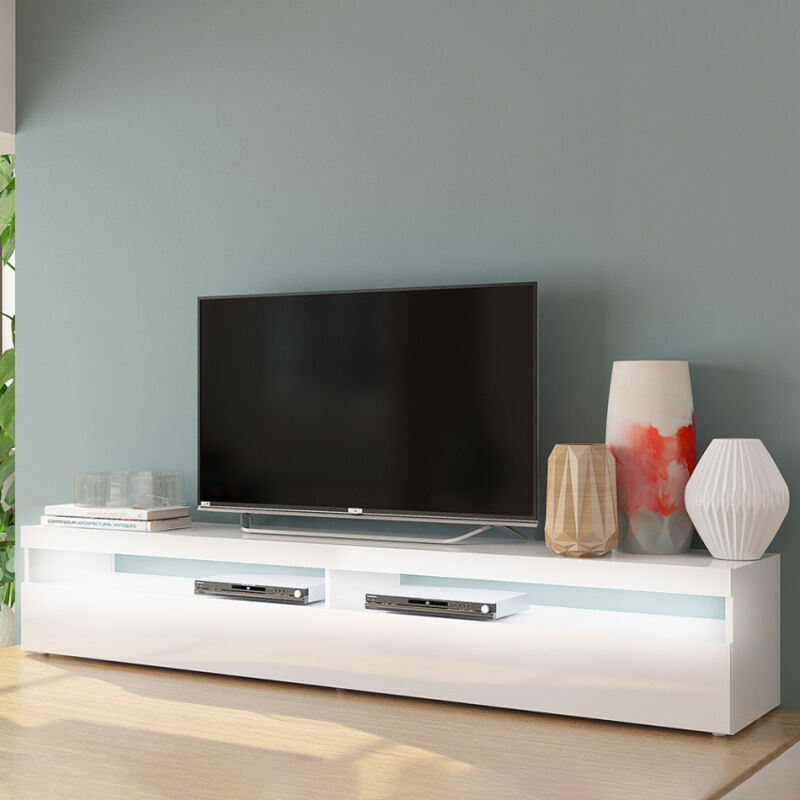 

Mueble de TV salón diseño 200 cm 4 compartimentos 2 puertas blanco brillante Burrata
