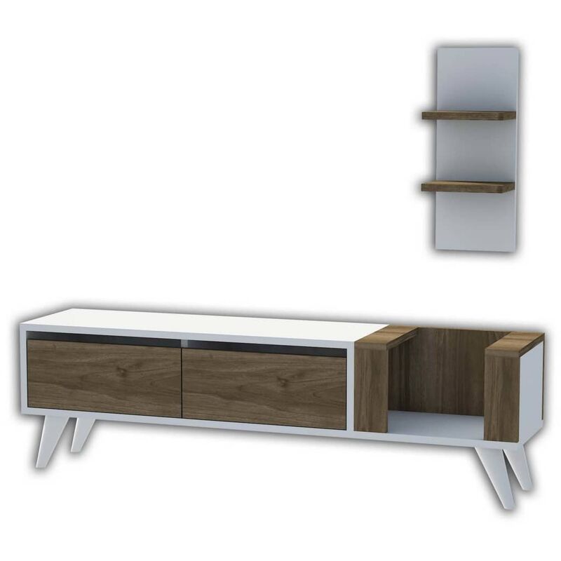 

Mueble para TV Pers blanco y nogal 130x30x38,6 cm - Multicolor - Homemania