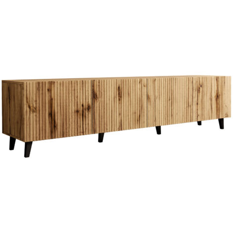 Mueble TV Remeta 103, Roble wotan, Número de puertas: 4, Número de cajones: 0, 201x53x42cm