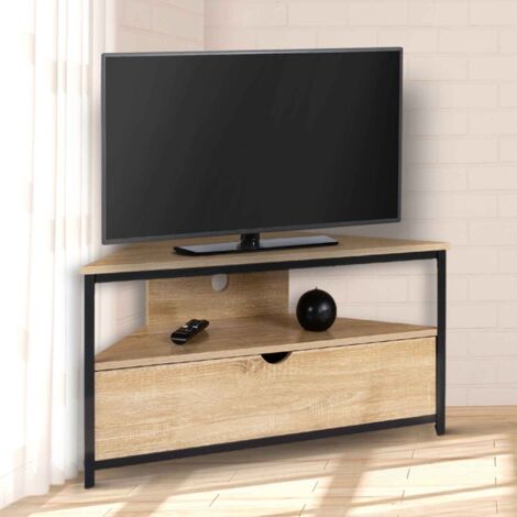 Mueble TV rinconero DETROIT con armario de diseño industrial 100 cm
