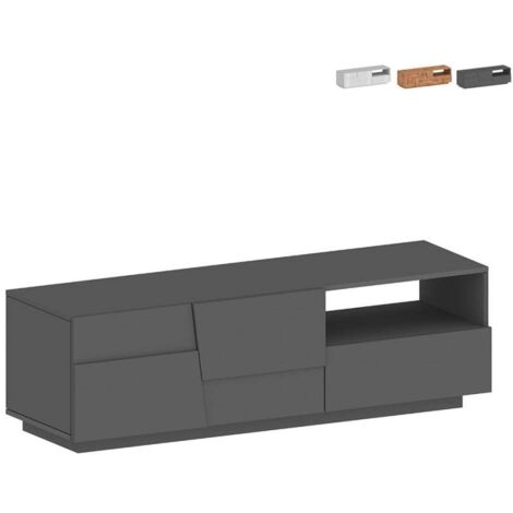 Mueble TV salón diseño moderno 2 puertas 1 cajón 150 x 44 x 46 cm Trevis - Antracita
