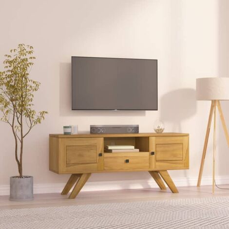 Mueble bajo TV de madera de teca y metal 170 cm - Mobiliario de