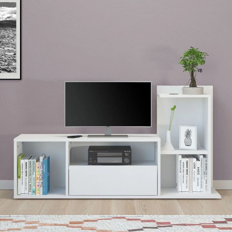 

Home Mania - Homemania Mueble para TV Sumatra blanco 120x30x30/65 cm - Blanco