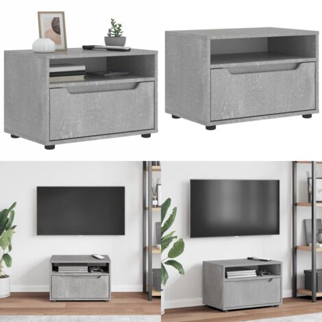 Mueble TV VISNES gris hormigón 60x40x38 cm madera ingeniería - Almacenamiento - Madera de ingeniería