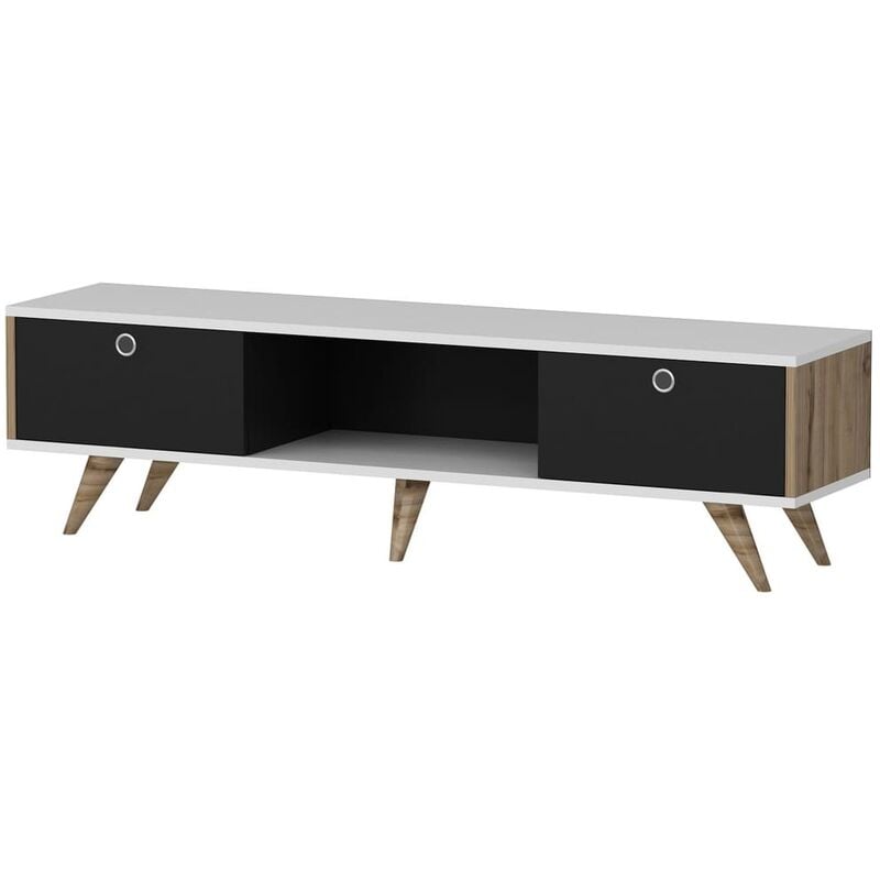 

Homemania Mueble para TV Zeyn nogal, blanco y negro 150x35x41 cm - Multicolor