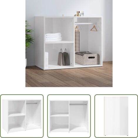 Mueble vestidor -  Mueble vestidor madera contrachapada blanco brillo 80x40x65 cm