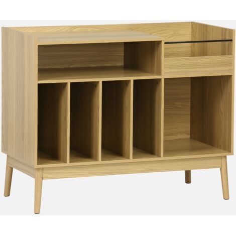 SWEEEK Mueble vinilo vintage con decoración madera, 100cm