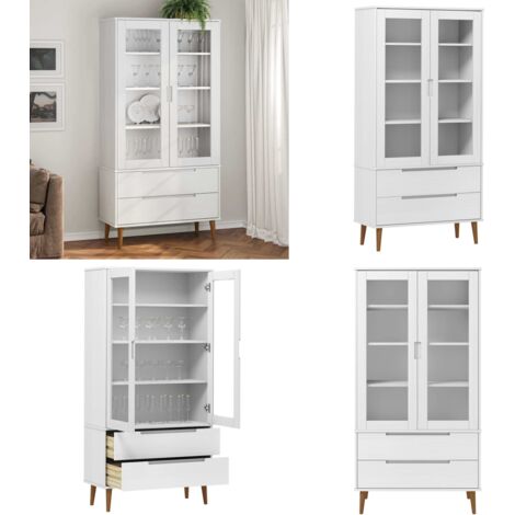 Mueble vitrina MOLDE madera maciza de pino blanco 90x35x175 cm - Vitrina de pino - Muebles de madera