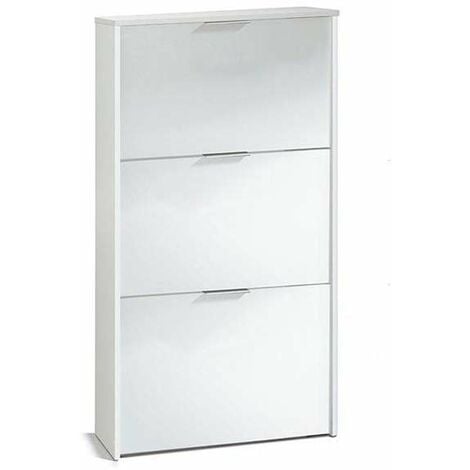 Mueble Zapatero 3 trampones Almanzora acabado blanco, 60 cm(ancho) 113 cm(altura) 22 cm(fondo).