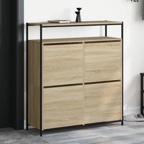 Mueble zapatero 4 cajones abatibles roble Sonoma 100x34x112 cm vidaXL