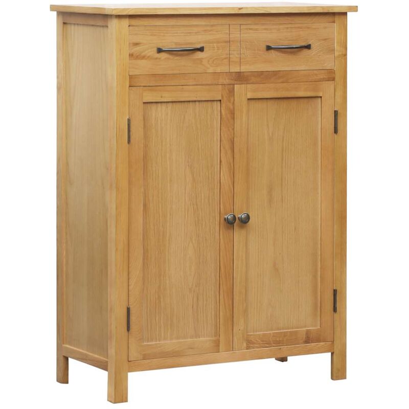 

Mueble zapatero de madera maciza de roble 76x37x105 cm - Marrón - Vidaxl