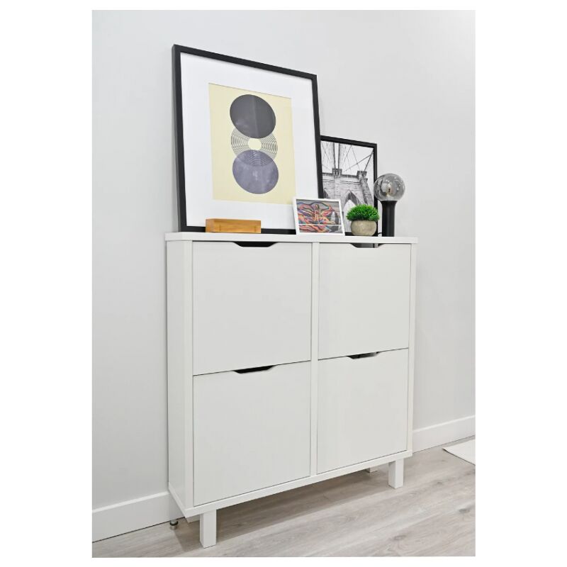 

Mueble Zapatero acabado Blanco 4 Trampones 90 cm(ancho) 102 cm(altura) 18 cm(fondo) Color BLANCO