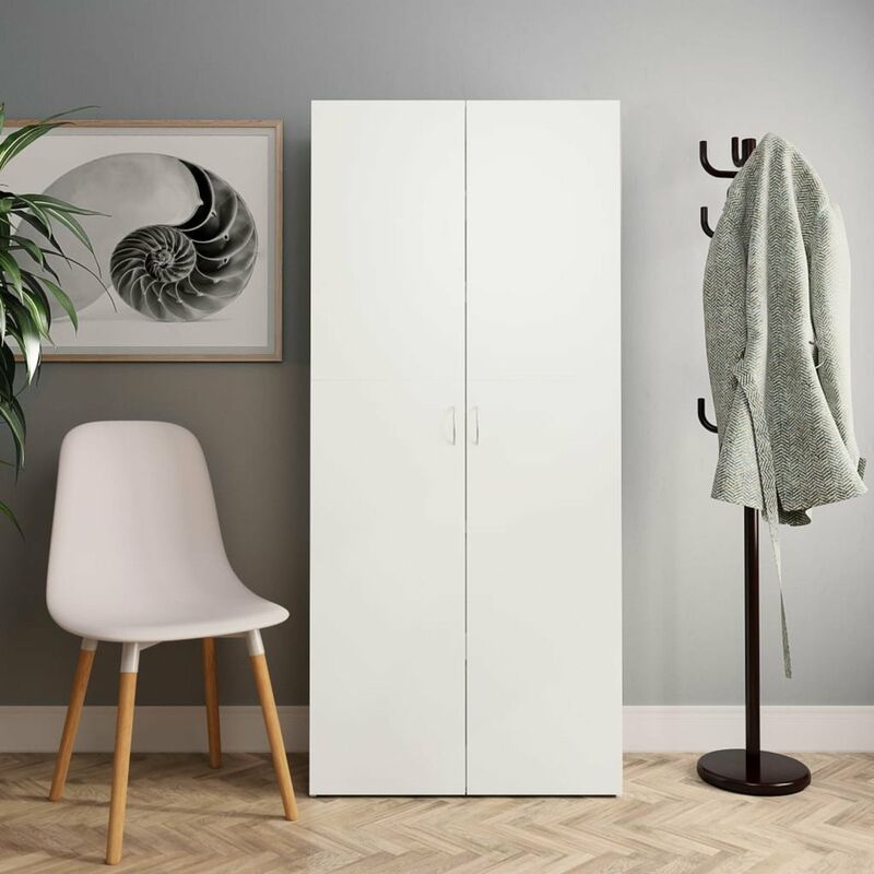 

Happyshopping - Mueble zapatero aglomerado blanco y roble Sonoma 80x35,5x180 cm