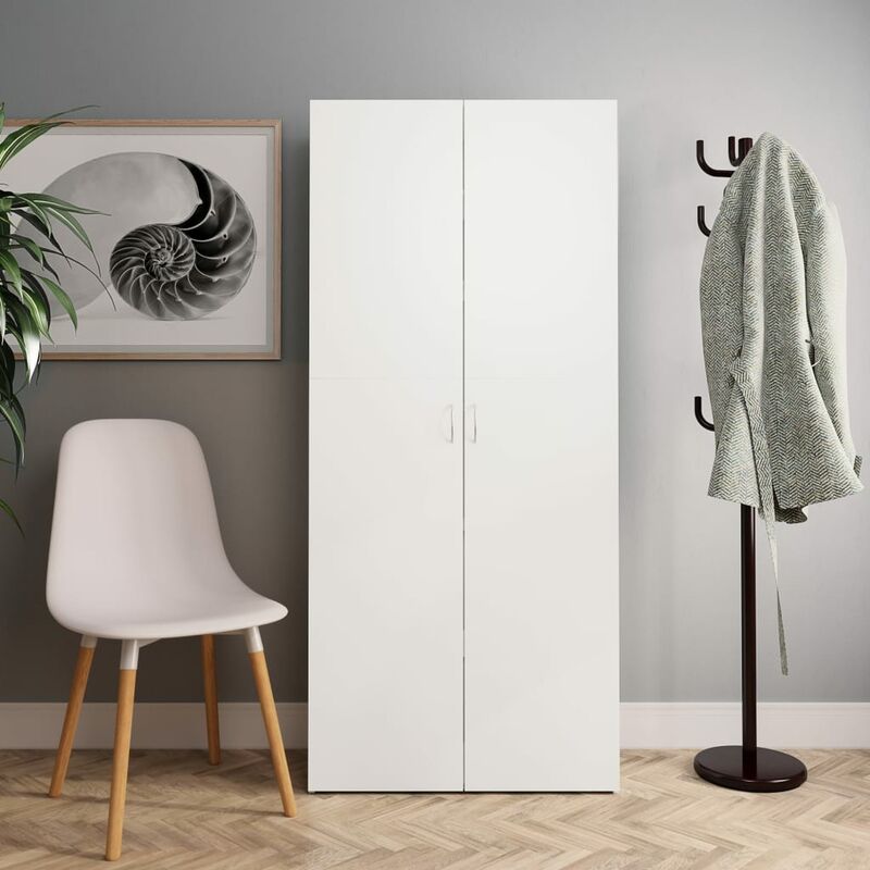 

Mueble zapatero aglomerado blanco y roble Sonoma 80x35,5x180 cm