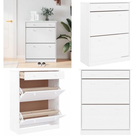 Mueble zapatero ALTA madera maciza de pino blanco 77x35x96 cm - Mueble de pino - Almacenamiento de zapatos