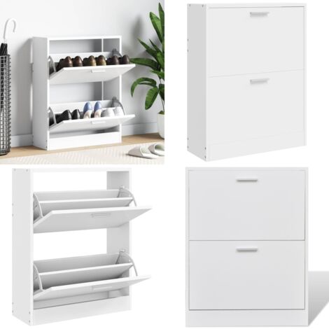 Mueble zapatero blanco con 2 compartimentos - Almacenamiento de zapatos - Mueble de madera
