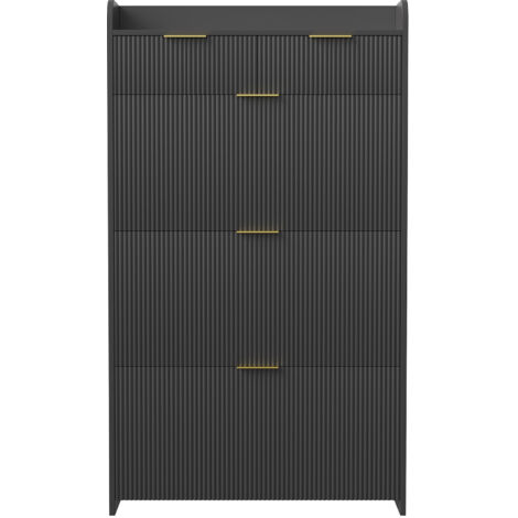 Mueble zapatero compacto con estante superior - 77,1 x 24,2 x 133,5 cm - Mueble zapatero moderno - negro