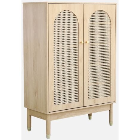 SWEEEK Mueble zapatero con 2 puertas de caña