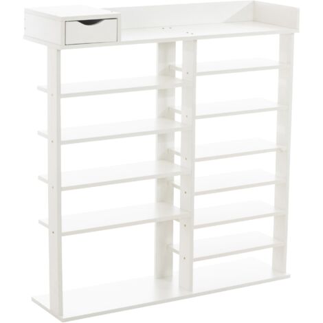 Mueble zapatero con cajón y estantes en MDF blanco 100003617
