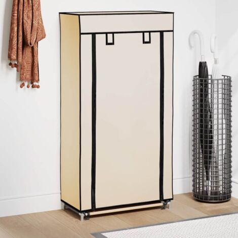 Mueble zapatero con funda de tela color crema 58x28x106 cm