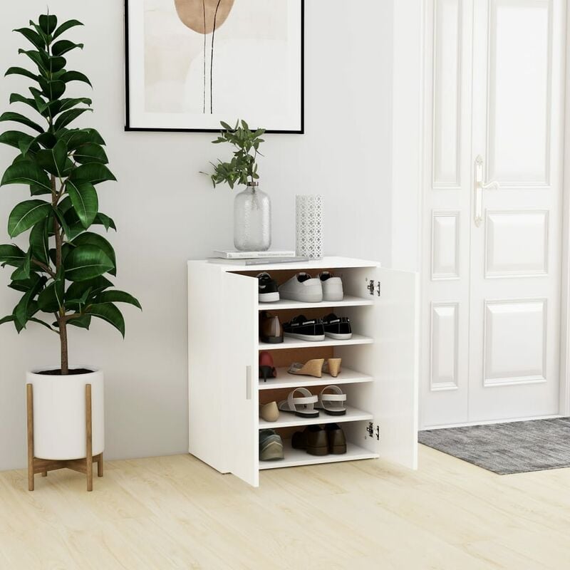 

Mueble zapatero de aglomerado blanco 60x35x70 cm