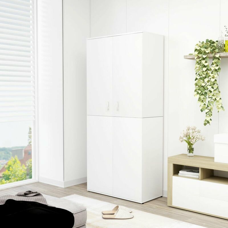 

Happyshopping - Mueble zapatero de aglomerado blanco 80x39x178 cm