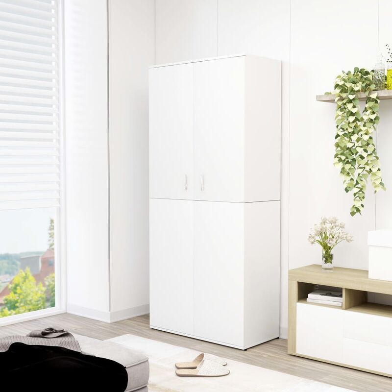 

Mueble zapatero de aglomerado blanco 80x39x178 cm - Blanco