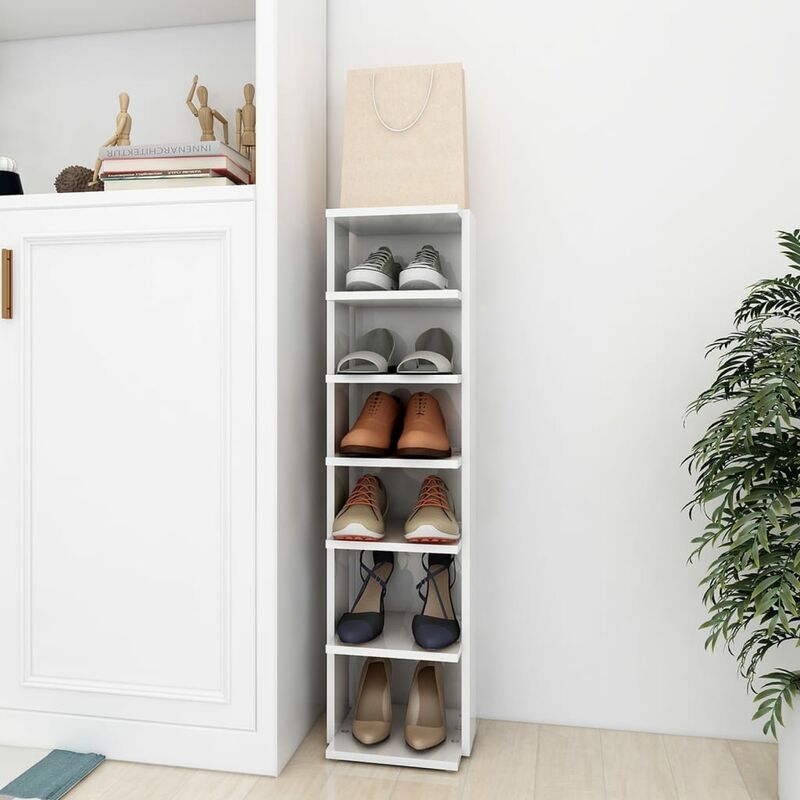 

Mueble zapatero de aglomerado blanco brillante 25x27x102 cm
