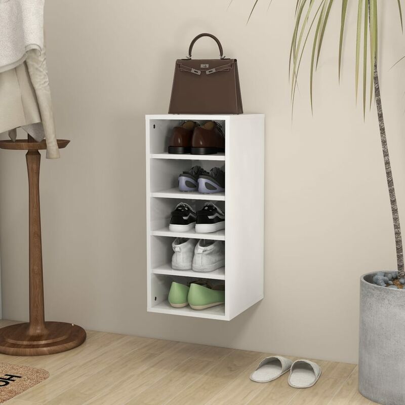 

Mueble zapatero de aglomerado blanco con brillo 31,5x35x70 cm