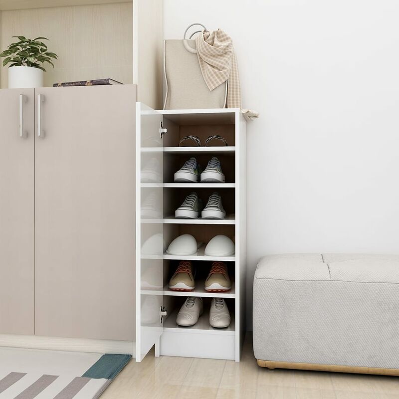 

Mueble zapatero de aglomerado blanco con brillo 32x35x92 cm